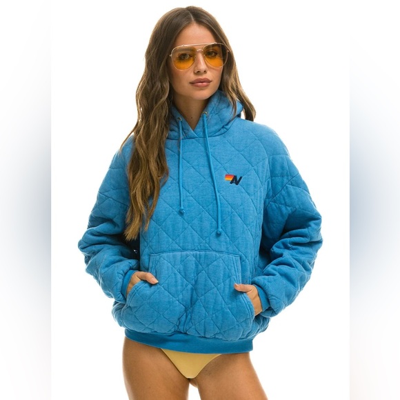 AVIATOR NATION Blue Quilted Hoodie - Picture 2 of 5